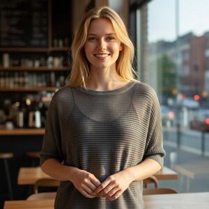 EXPRESS Grey 3/4 Sleeve Net Knit Top Size XS